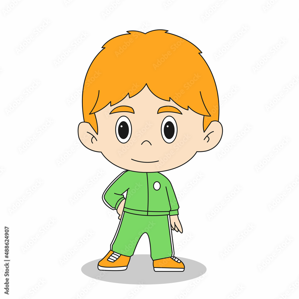 sport kids pose cartoon character illustration mascot design