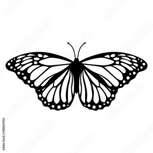 Monarch butterfly silhouette. Vector illustration isolated on white background
