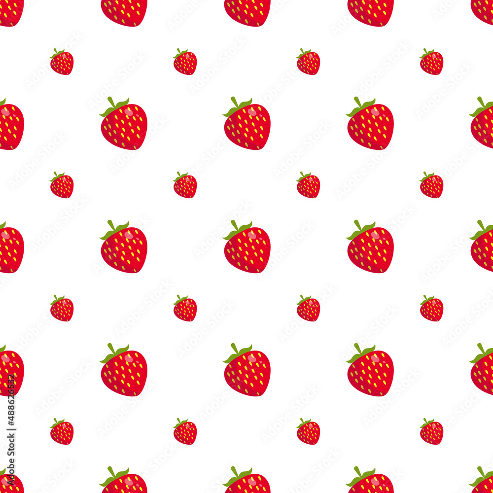 seamless pattern of red strawberries on a white background seamless pattern of red strawberries on a white background