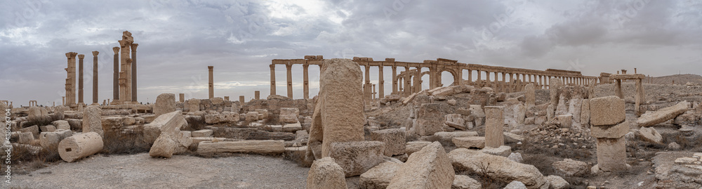 Roman ruins in the desert oasis of Palmyra, Syria