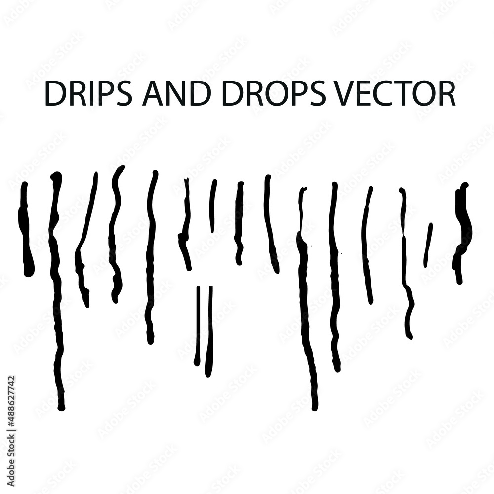 drips and dops, Vector set of melting drops of various substances and liquids