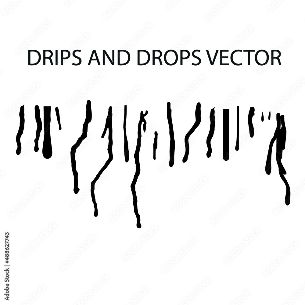 Obraz premium drips and dops, Vector set of melting drops of various substances and liquids
