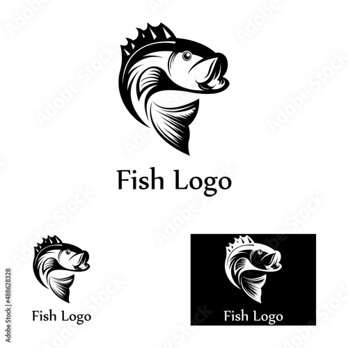 Fish logo, fishinghook, fish oil and seafood restaurant icon. With vector icon concept design illustration template