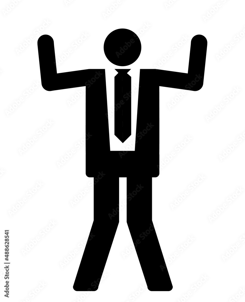 Silueta hombre de negocios manos arriba