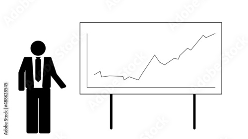 Silueta hombre de negocios presentación objetivos resultados