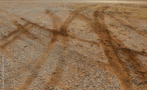 Tire track on the ground 