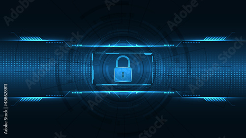 Padlock Security cyber digital concept Abstract technology background protect system innovation vector illustration