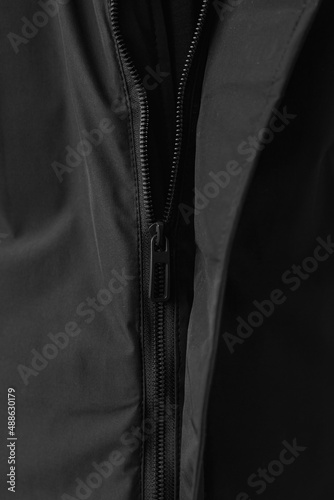 Zipper on the black jacket