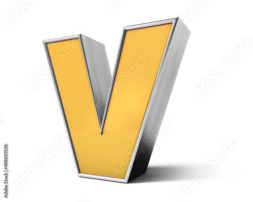 V 3d golden alphabet. 3D render of Gold font isolated on white background. 3D rendering. 3D illustration. A to Z Text