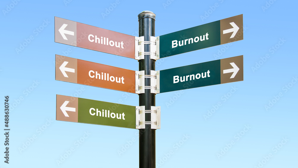 Fototapeta premium Street Sign to Chillout versus Burnout