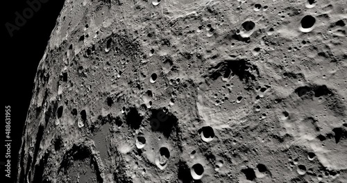 The moon surface with craters. Elements of this image furnished by NASA