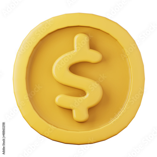 Dollar coin high quality 3D render illustration. Finance business concept icon.