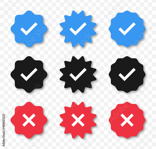 Premium Vector  Account verification icon social media icons verified  badge profile set blue check mark icon