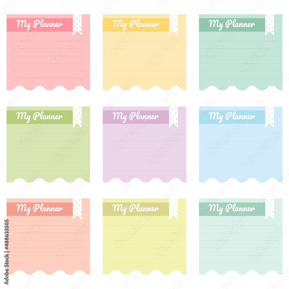 Cute paper notes. Stationary set. Scrapbook notes and cards.Printable planner stickers. To Do List note. Template for your message. Decorative planning element. Vector illustration. Cute paper notes. Stationary set. Scrapbook notes and cards.Printable planner stickers. To Do List note. Template for your message. Decorative planning element. Vector illustration.