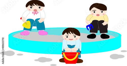 砂遊びをする子供たち