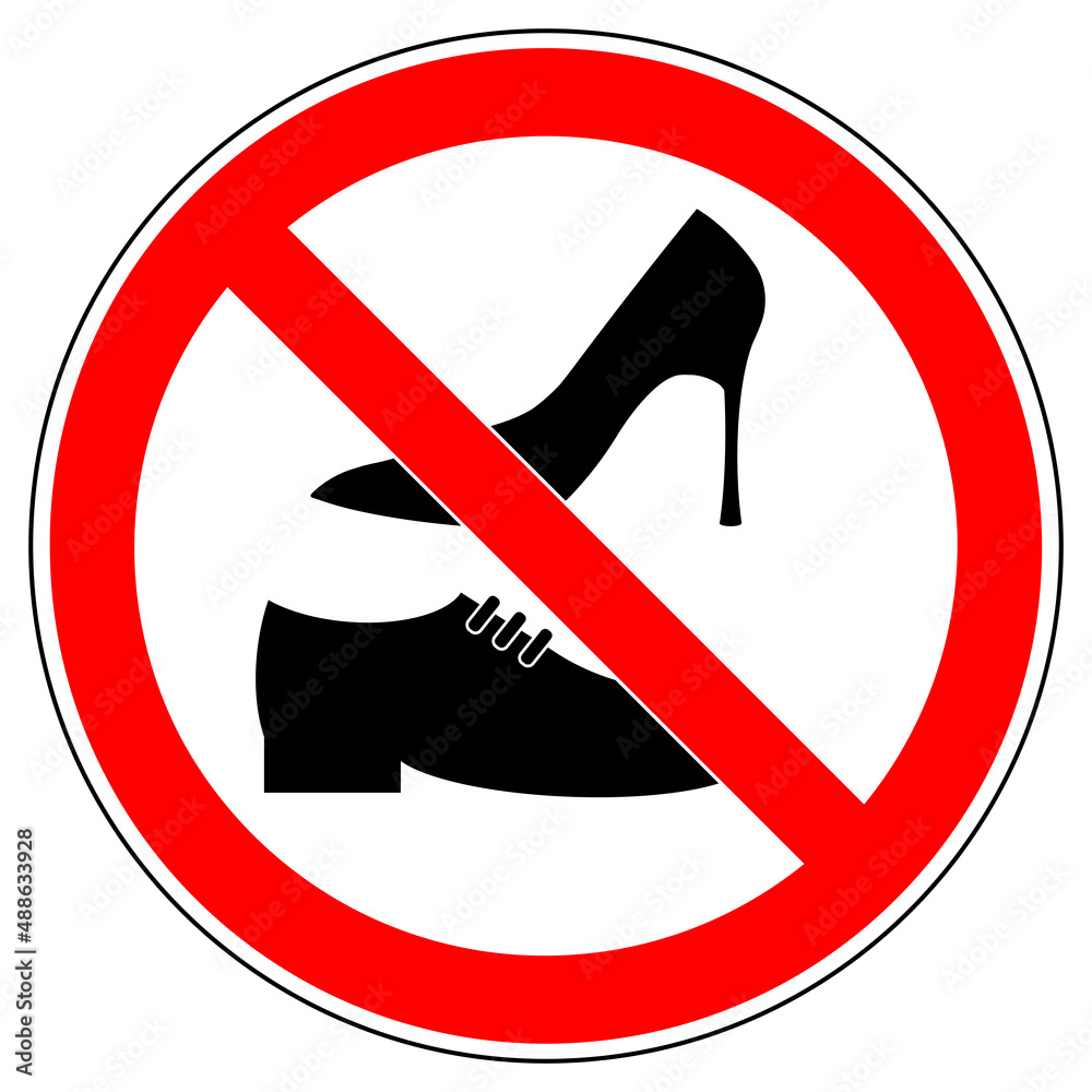 vsrr143 VectorSignRoundRed vsrr - german: Schuhe verboten . english:  prohibition sign . no shoes allowed . vector sign . transparent . AI 10 /  EPS 10 . g11228 Stock-Vektorgrafik | Adobe Stock