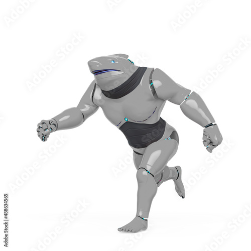 cyber shark is walking