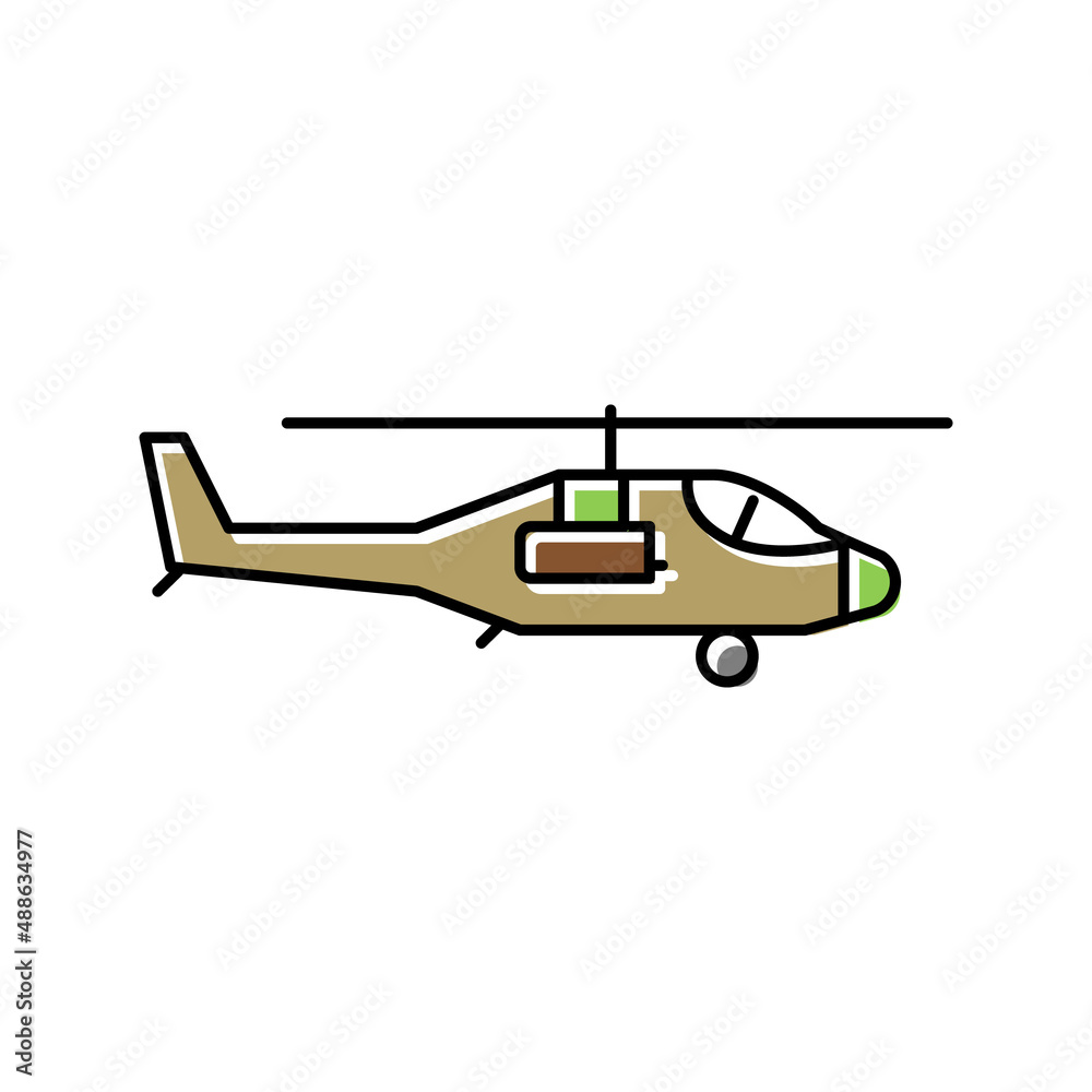 helicopter flying army machine color icon vector illustration