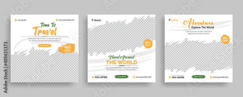 Travel holiday vacation social media post web banner