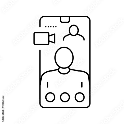 video calling line icon vector illustration