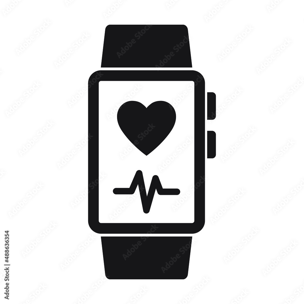 Fitness tracker icon. Fitness tracker with heart on screen vector illustration. Fitness tracker icon. Fitness tracker with heart on screen vector illustration.