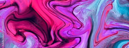 abstract pink and purple fluid art painting with alcohol ink, liquid design illustration, unique wallpaper background with curved decoration elements