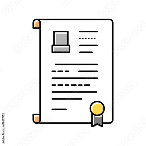 will death certificate color icon vector isolated illustration