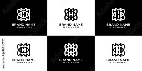 Letter H Logo collection. Vector deluxe, ornate, floral, tech, minimalist H monogram.