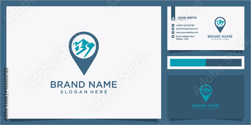 Mountain logo location with modern concept. Mountain location logo and business card