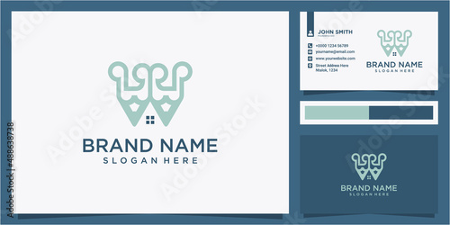 modern pencil note music real estate logo design with business card