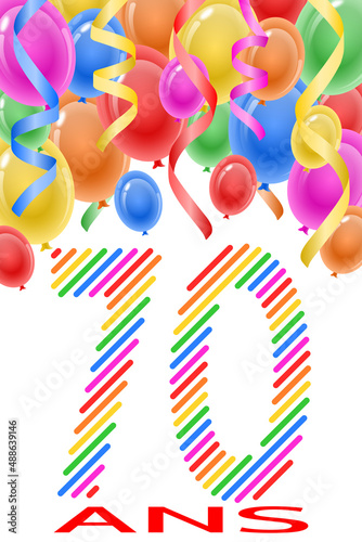 Carte d'anniversaire 70 Ans sur Fond Blanc v2