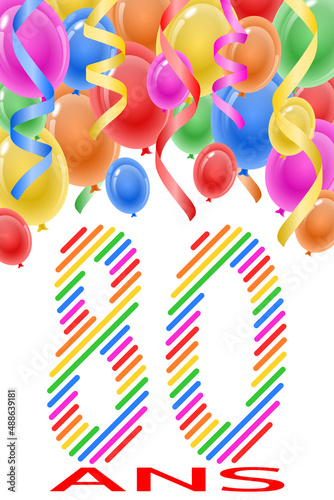 Carte d'anniversaire 80 Ans sur Fond Blanc v2