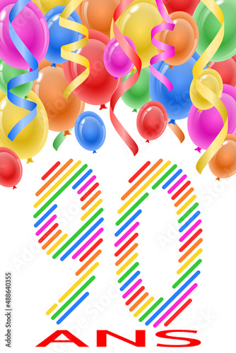 Carte d'anniversaire 90 Ans sur Fond Blanc v2