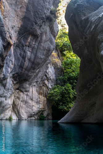 natural rocky canyon with blue water in Göynük, Turkey photo