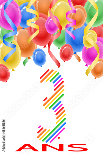 Carte d'anniversaire 3 Ans sur Fond Blanc v2