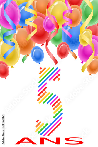 Carte d'anniversaire 5 Ans sur Fond Blanc v2