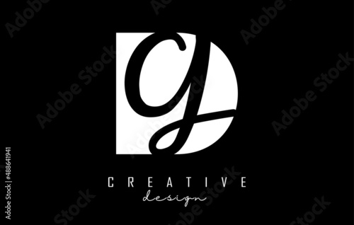 Black and white DG Letters logo with negative space. Letters D and G with geometric and handwritten typography.