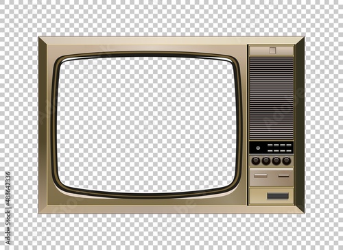 Vector retro television mock up isolate on transparent grid