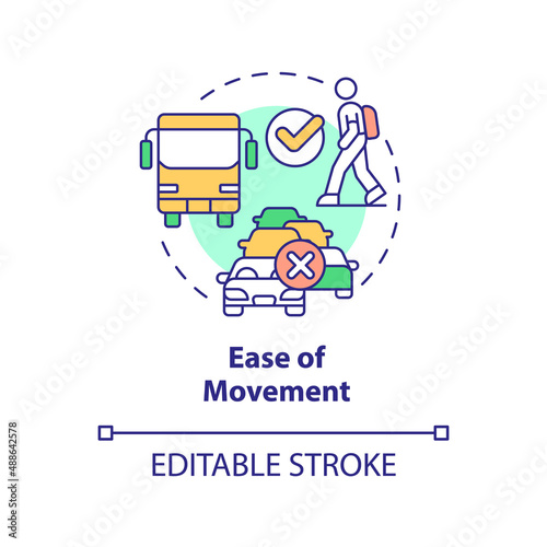 Ease of movement concept icon. Comfortable structure. Principles of urban design abstract idea thin line illustration. Isolated outline drawing. Editable stroke. Arial, Myriad Pro-Bold fonts used