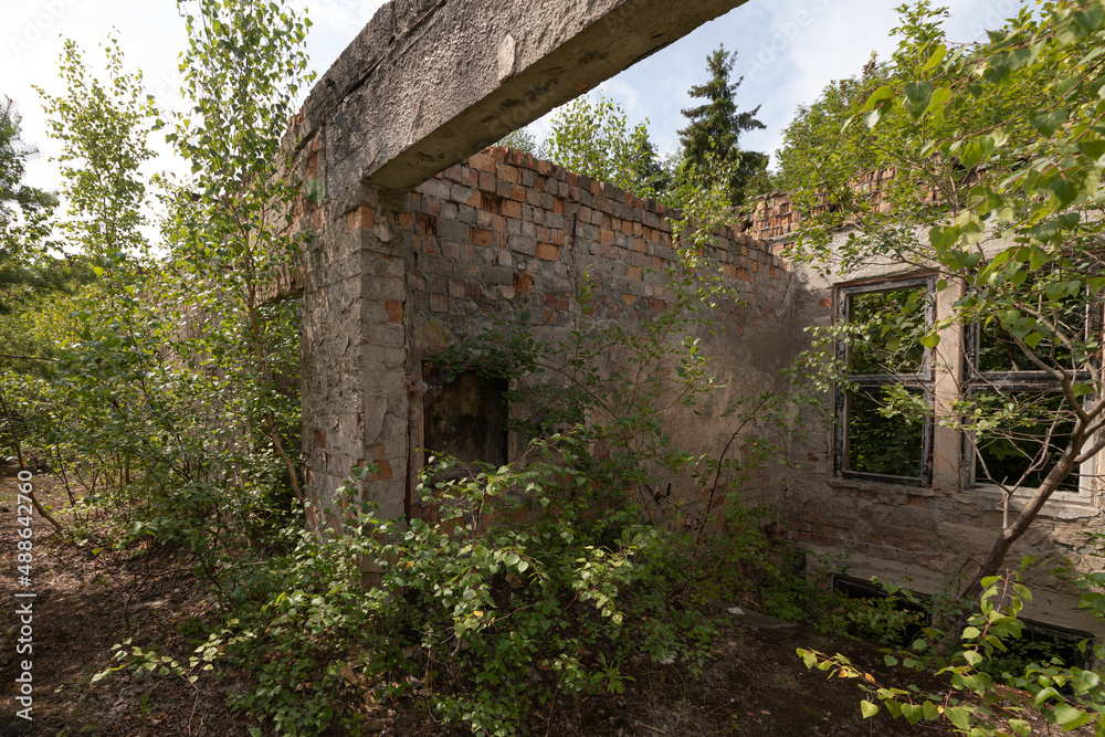 old ruined army house near Dwasieden, Rügen in Germany