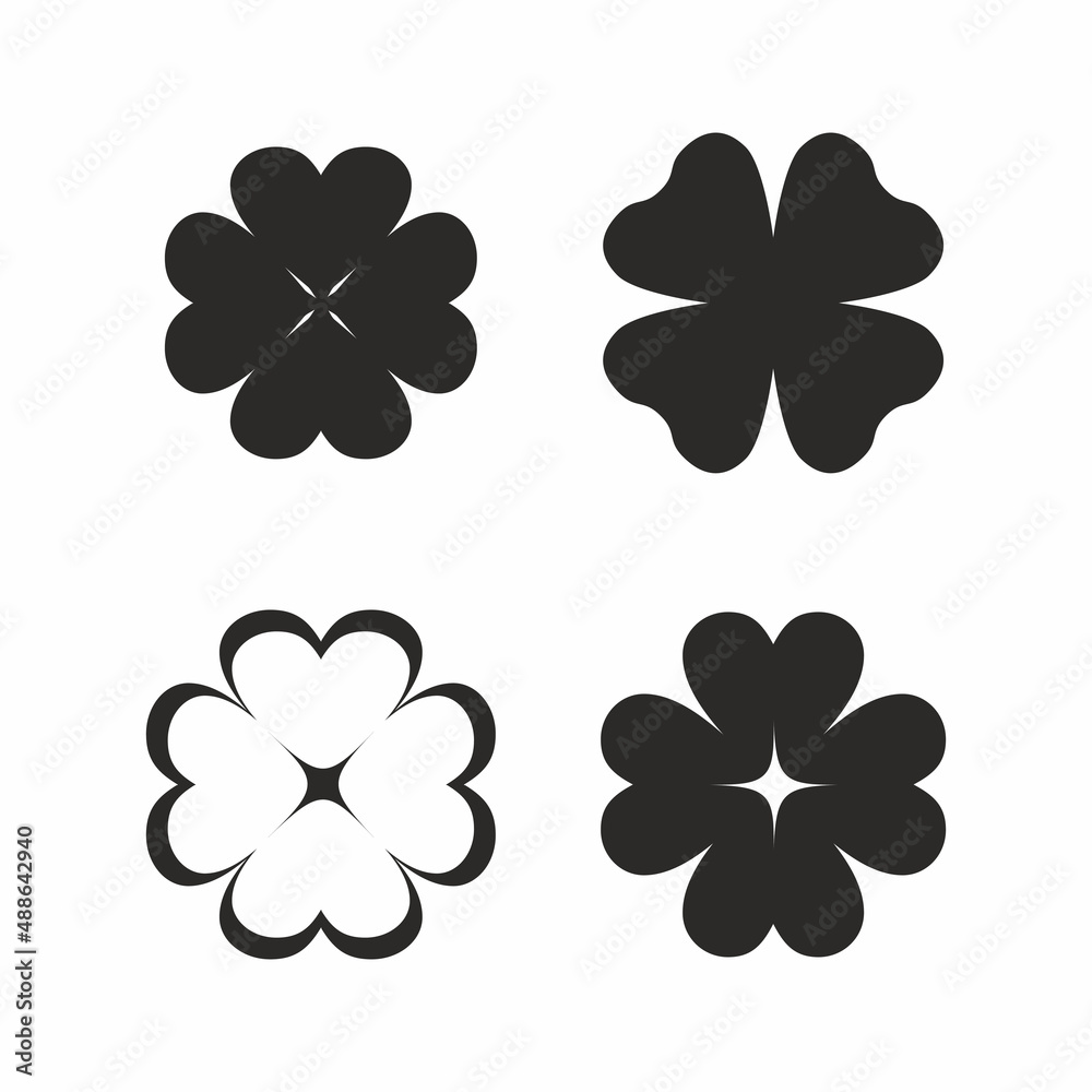 clover shape. four leaf clover brings good luck. clover icons set. st patrick's day decor element clover shape. four leaf clover brings good luck. clover icons set. st patrick's day decor element