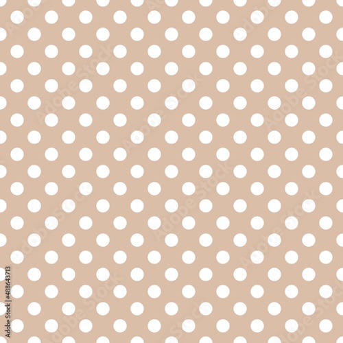 Brown and white retro Polka Dot seamless pattern. Vector background.