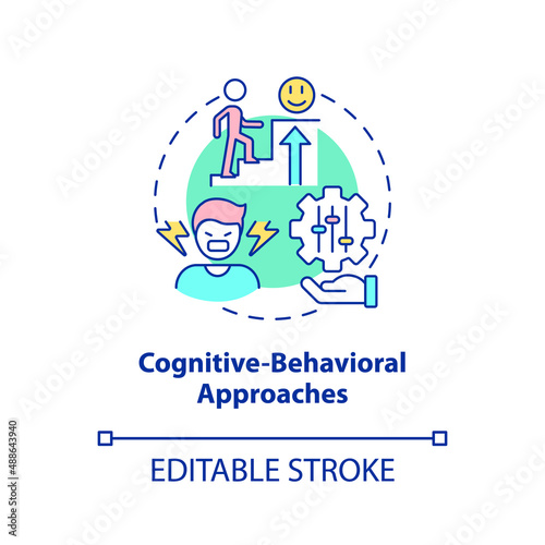 Cognitive behavioral approaches concept icon. Conduct disorder treatment abstract idea thin line illustration. Isolated outline drawing. Editable stroke. Arial, Myriad Pro-Bold fonts used