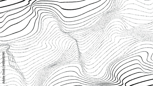 Glitch effect . Distorted speed lines .Abstract flow lines background . Fluid wavy shape .Rough edges .Striped linear pattern . Music sound wave . Vector illustration