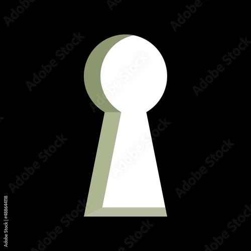 white keyhole on a black background in 3d