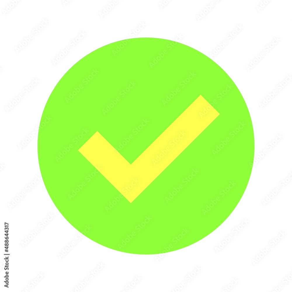 green yellow confirmation icon on a white background green yellow confirmation icon on a white background