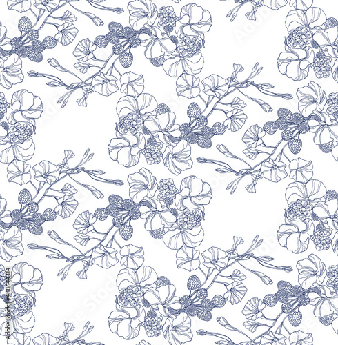 Wallpaper Mural Floral patterns with roses and wild flowers in vintage style Torontodigital.ca