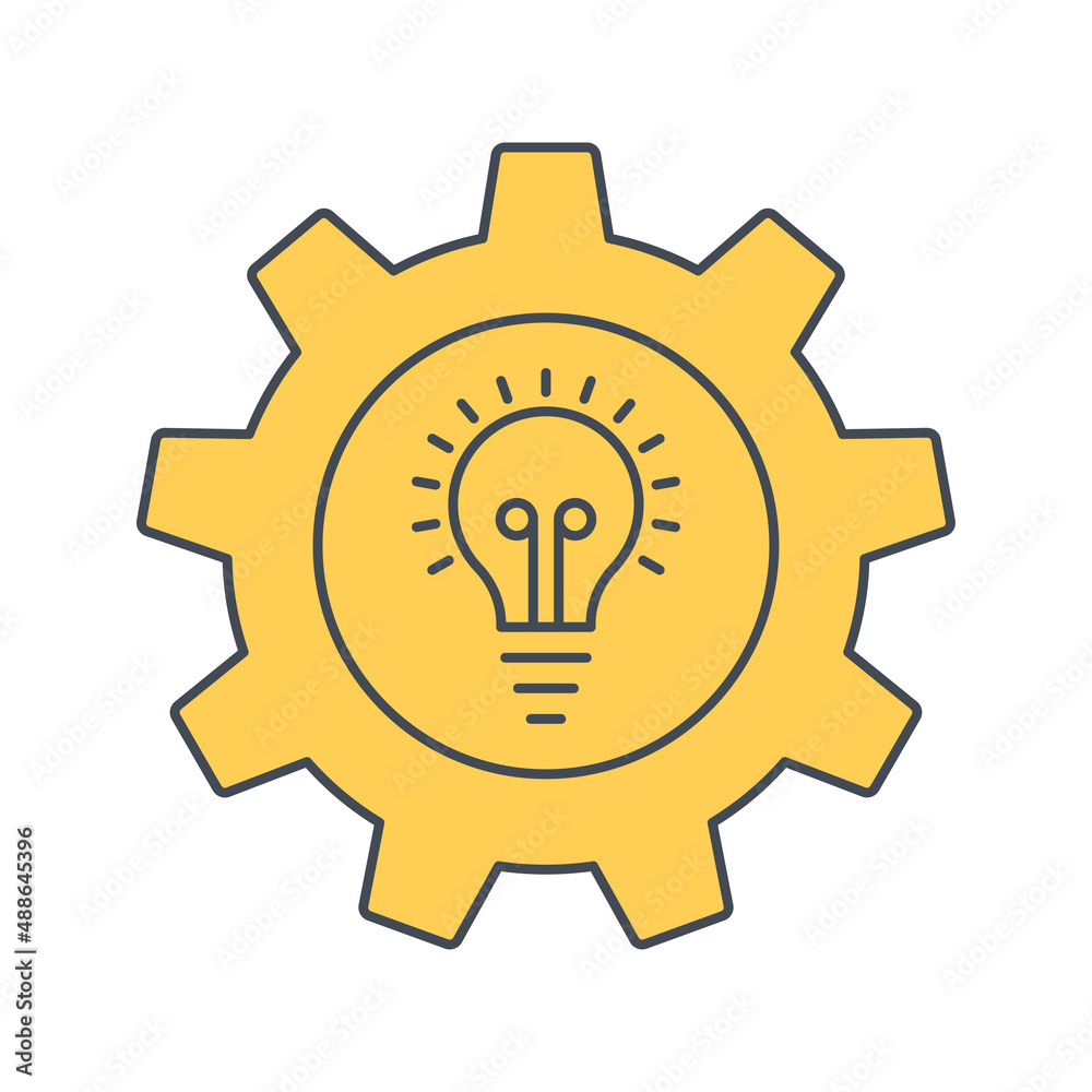 creative technology idea bulb gear icon creative technology idea bulb gear icon