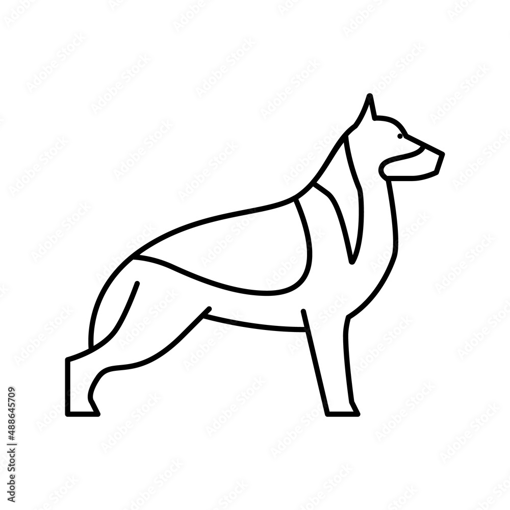 german shepherd dog line icon vector illustration