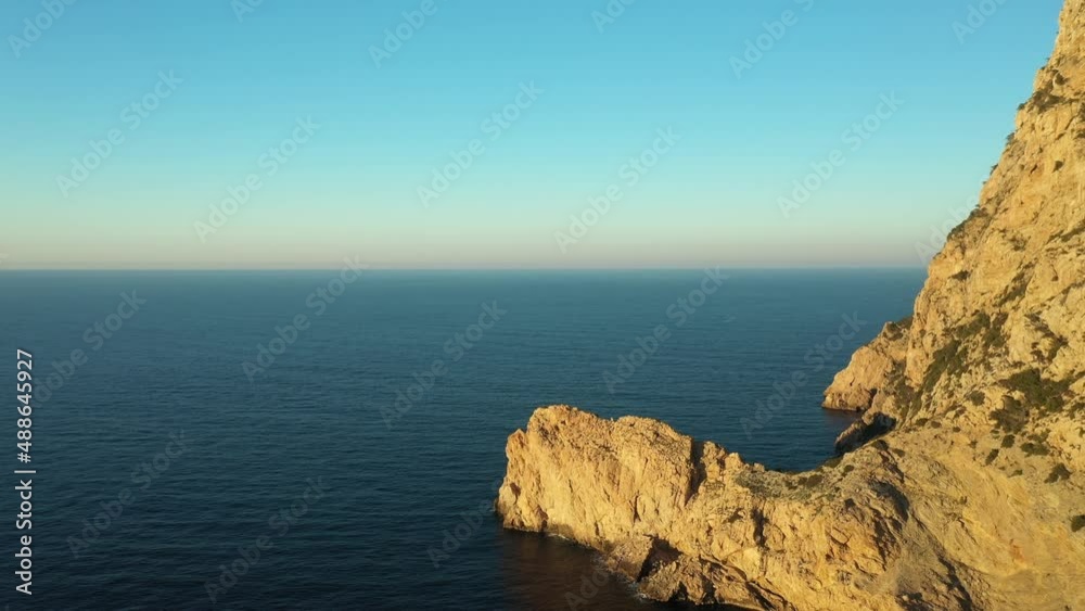 Aerial view of Cala Salada at San Antonio Abad, Ibiza. Beautiful beach between the sea and the forest. Aerial view of Cala Salada at San Antonio Abad, Ibiza. Beautiful beach between the sea and the forest.